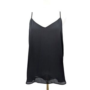 Black Sheer Slip Tank Minimal Chic Layering Cami‎ Indie Soft Grunge Size L
